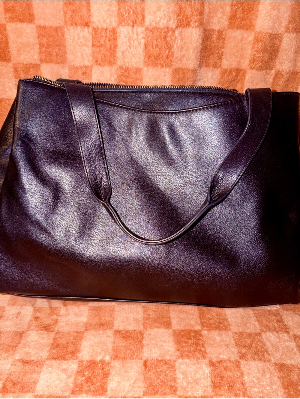 Black Leather-Look Tote Bag